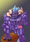  absurd_res alistar_(lol) anthro beard blue_hair bovid bovine erection european_mythology facial_hair facial_piercing fur genitals greek_mythology hair hi_res humanoid humanoid_genitalia humanoid_penis league_of_legends male mammal minotaur muscular mythology nose_piercing nose_ring penis piercing purple_body purple_fur purple_penis riot_games solo solo_focus source_request thick_penis unguligrade_anthro vein veiny_penis video_games 