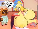  absurd_res animal_crossing anthro better_version_at_source big_breasts bodily_fluids breast_expansion breasts butt_expansion duo female hi_res huge_breasts hyper hyper_breasts isabelle_(animal_crossing) lactating male nintendo shmeepo tagme tom_nook_(animal_crossing) video_games 
