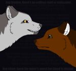 2014 aliasing ambiguous_gender avicii bared_teeth black_background bluekyokitty brother_(lore) brother_and_sister_(lore) brown_body brown_fur brown_nose canid canine canis digital_drawing_(artwork) digital_media_(artwork) duo english_text female_(lore) feral flat_colors fur green_eyes grey_body grey_fur grey_inner_ear grey_nose grey_text headshot_portrait low_res lyrics male_(lore) mammal portrait red_eyes riaka_(sebdoggo) sar_(sebdoggo) sebdoggo sibling_(lore) simple_background sister_(lore) snout text twins_(lore) white_inner_ear wolf yellow_sclera