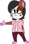 2017 3_toes 4_fingers alpha_channel anthro barefoot biped black_eyebrows black_eyelashes black_eyewear black_glasses black_hair bottomwear brown_body brown_ears brown_fur brown_markings brown_spots child chokovit_(artist) clothed clothed_anthro clothed_female clothing colored cricetid digital_drawing_(artwork) digital_media_(artwork) drawstring eyebrow_through_hair eyebrows eyewear feet female female_anthro fingers front_view full-length_portrait fur glasses gloves_(marking) hair hamster hi_res hoodie leg_markings mammal markings mottled pants piebald pink_clothing pink_feet pink_hands pink_hoodie pink_inner_ear pink_nose pink_topwear portrait red_bottomwear red_clothing red_pants rodent round_glasses ruby_(chokovit) simple_background socks_(marking) solo spots spotted_body spotted_fur standing toes topwear translucent translucent_hair transparent_background white_body white_fur young