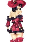  ass back black_hair black_panties boots dress from_behind gloves guilty_gear hat i-no leather long_sleeves looking_back mole mole_above_mouth ooshima_ryou panties pantylines red_hat red_legwear red_skirt short_dress skirt solo standing thigh_boots thighhighs underwear witch_hat yellow_eyes 