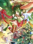  bird_girl bird_wings breasts character_request christmas christmas_tree dress elbow_gloves fur-trimmed_dress fur_trim gloves indesign long_hair multiple_boys multiple_girls open_mouth romancing_saga_2 saga single_thighhigh skirt smile tail thighhighs wings 