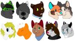 2014 aliasing ambiguous_form ambiguous_gender black_hair black_inner_ear black_markings black_nose blonde_mane blue_collar blue_eyes blue_inner_ear blue_kerchief blue_neckerchief blue_nose bluekyokitty brown_body brown_eyes brown_fur brown_hair brown_markings brown_nose canid canine canis clothed clothing collar collar_tag countershade_fur countershading digital_drawing_(artwork) digital_media_(artwork) equid equine eye_contact eyes_closed fan_character fangs felid flat_colors fur green_eyes green_highlights green_markings grey_body grey_clothing grey_fur grey_hair grey_inner_ear grey_nose grey_shirt grey_topwear group hair hair_over_eye hasbro headshot_portrait highlights_(coloring) horse kerchief looking_at_another looking_at_viewer mammal mane markings my_little_pony neckerchief nuzzling one_eye_closed one_eye_obstructed orange_body orange_fur orange_markings pantherine pink_markings pink_nose pony portrait purple_markings red_markings sabertooth_(anatomy) sebdoggo shirt simple_background smile snout snow_leopard spotted_nose tan_body tan_fur tan_inner_ear teeth topwear whiskers white_background white_body white_countershading white_fur white_inner_ear white_mane white_markings wink wolf yellow_eyes yellow_sclera
