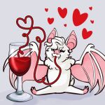 &lt;3 alcohol astarion_(baldur&#039;s_gate) baldur&#039;s_gate baldur&#039;s_gate_3 bat batstarion beverage breezeharr container cup drinking drinking_glass fangs feral feralized fur glass glass_container glass_cup hi_res leaf-nosed_bat male mammal microbat silly_straw sitting smile solo teeth vampire vampire_bat white_body white_fur wine wine_glass wings yangochiropteran