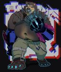 2023 6pklion absurd_res anthro bear belly big_belly black_body bottomwear clothing hi_res magic male mammal moobs navel nipples overweight overweight_male pants solo spectacled_bear tremarctine