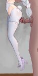  1boy 1girl absurdres azur_lane bar_censor censored dlinne fake_tail hanging_legs hetero high_heels highres imminent_penetration le_malin_(azur_lane) le_malin_(listless_lapin)_(azur_lane) long_hair pantyhose penis playboy_bunny ponytail tail white_pantyhose 