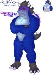 2023 absurd_res after_transformation anthro black_hair blue_body blue_skin bowser featureless_crotch hair hi_res horn hyena kazuhisa kbh_yeen kemoteto_yakuza_project koopa male mammal mario_bros muscular muscular_anthro muscular_male nintendo pecs purple_shell scalie shell solo spotted_hyena