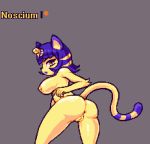  animal_crossing ankha_(animal_crossing) anthro breasts digital_media_(artwork) domestic_cat felid feline felis female fur genitals humanoid low_res mammal nintendo nipples noscium nude pixel_(artwork) pussy simple_background solo video_games yellow_body yellow_fur 