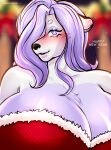 absurd_res anthro bear big_breasts blush breasts christmas female hi_res holidays huge_breasts lavochnica mammal new_year pinup pose shy solo