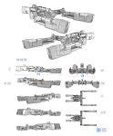  3d absurdres blaineburgos commentary concept_art eve_online frigate_(eve_online) from_side greyscale highres military_vehicle monochrome multiple_views no_humans original reference_sheet science_fiction simple_background spacecraft thrusters white_background 