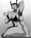 4_arms 4_eyes abs absurd_res alien alien_humanoid armor ben_10 big_breasts bikini black_and_white breasts cartoon_network clothing collarbone eyelashes female glistening glistening_body gradient_background grey_background headgear helmet hi_res horn horned_helmet humanoid looking_at_viewer looma_red_wind monochrome multi_arm multi_eye multi_limb muscular muscular_female netardado not_furry open_mouth raised_arm simple_background sitting solo spikes spikes_(anatomy) spot_color swimwear tetramand thick_thighs yellow_sclera