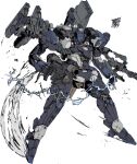  armored_core armored_core_6 electricity full_body gun handgun highres holding holding_gun holding_weapon mecha mecha_focus mechanical_parts mznomono no_humans robot science_fiction shoulder_cannon standing steel_haze_ortus thrusters weapon white_background 