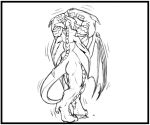  anthro black_and_white dragon growth lethias macro male minnigan monochrome muscle_growth muscular muscular_male scales solo wings 