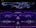  battlecruiser_(eve_online) blueprint_(medium) blueroguevyse cannon commentary concept_art copyright_name eve_online from_side hexagon highres honeycomb_(pattern) lineart logo military_vehicle multiple_views no_humans original purple_theme railgun reference_sheet science_fiction spacecraft thrusters 