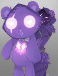 &lt;3 &lt;3_eyes absurd_res animal_humanoid anthro bear blush claws clothing embrace epic_games feathers female fortnite glowing glowing_eyes glowing_heart hi_res hug hugging_from_behind humanoid inanimate_object kixsune mammal mammal_humanoid nose_blush patchwork patchwork_clothing plushie purple_body purple_clothing purple_eyes raven_team_leader scar signature simple_background smile solo straps ursid_humanoid