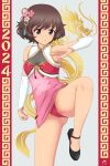  1girl 2024 absurdres acrux akiyama_yukari bare_shoulders blush breasts brown_eyes brown_hair cameltoe chinese_clothes chinese_zodiac flower girls_und_panzer hair_flower hair_ornament highres martial_arts panties red_panties short_hair small_breasts solo underwear year_of_the_dragon 