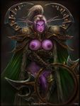  abstract_background amber_(gem) armor balls bevor big_breasts blizzard_entertainment blush breasts chakram cloak clothing crossgender detailed elf exposed_breasts eyebrows eyelashes filigree front_view ftg_crossgender fti_crossgender fur_trim_(clothing) gauntlets genitals gloves gold_(metal) gold_jewelry greaves green_cloak gynomorph hair half-erect handwear holding_arm holding_object holding_weapon humanoid humanoid_genitalia humanoid_penis humanoid_pointy_ears intersex jewelry lips long_ears long_eyebrows long_hair looking_at_viewer maiev_shadowsong mammal melee_weapon night_elf nipple_piercing nipple_ring nipples not_furry pauldron penis piercing plate_armor ponytail portrait presenting presenting_breasts presenting_penis purple_body purple_eyes purple_lips purple_pupils purple_skin small_waist solo standing three-quarter_portrait vein veiny_penis vempire video_games warcraft weapon white_hair wide_hips 