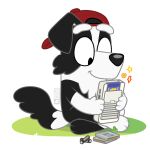 1:1 alpha_channel anthro backwards_baseball_cap backwards_hat baseball_cap battery black_body black_fur bluey_(series) border_collie canid canine canis chest_fur clothing collie crossed_legs dm29 domestic_dog fur game_boy game_boy_family game_cartridge gloves_(marking) grass handheld_game_console hat headgear headwear herding_dog leg_markings looking_down mackenzie_border_collie male mammal markings multicolored_body multicolored_fur nintendo pastoral_dog plant red_baseball_cap sheepdog sitting socks_(marking) solo two_tone_body two_tone_fur white_body white_fur