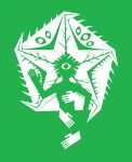 2015 5_eyes 5_fingers ambiguous_gender arm_around_waist asterozoan bent_arm deity digital_drawing_(artwork) digital_media_(artwork) echinoderm fingers front_view green_and_white hand_on_chest hi_res humanoid marine monochrome multi_eye orthographic raised_hand scp-3125 scp_foundation silhouette simple_background starfish sunnyclockwork there_is_no_antimemetics_division white_background