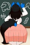 among_us anthro black_hair black_tail blue_body blue_fur bottomwear chalkboard clothing dock_(anatomy) fan_character fur hair hasbro hi_res innersloth kilroy_was_here klodette kloudmutt legwear loss meme my_little_pony skirt stockings tail