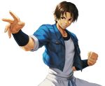  black_eyes bracelet brown_hair jacket jewelry non-web_source open_clothes open_jacket shirt standing the_king_of_fighters white_shirt 