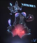ajiikuo anthro big_butt butt clothed clothing female hi_res hologram latex latex_clothing machine partially_clothed presenting robot solo spread_legs spreading stuck suit t0w0m thick_thighs worried