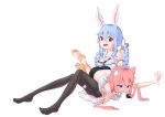  2girls absurdres ahoge animal_ear_fluff animal_ears ass barefoot bike_shorts black_bra black_legwear black_shorts blue_eyes blue_hair bra braid breasts bunny_ears cat_ears cleavage commentary_request dress full_body garters hair_bobbles hair_ornament highres hinata_channel hololive legs legs_up long_hair low_twintails lying lying_on_person mismatched_legwear multiple_girls nekomiya_hinata nijiko_uro on_stomach open_mouth orange_legwear outstretched_arms pantyhose pink_hair red_eyes see-through short_dress shorts simple_background sitting small_breasts soles striped striped_legwear tank_top thighhighs thighs toes twin_braids twintails underwear usada_pekora very_long_hair virtual_youtuber white_background white_dress white_tank_top 