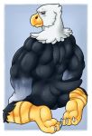  accipitrid accipitriform altenusy animal_crossing anthro apollo apollo_(animal_crossing) avian balls barazoku beak bird butt claws digital_media_(artwork) eagle feathers feet genitals humanoid male nintendo nude paws simple_background solo video_games wings 