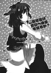  1girl bangs hair_bobbles hair_ornament highres inuinui looking_at_viewer looking_back monochrome onozuka_komachi short_hair solo star touhou 