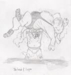 2024 accessory anthro blood bodily_fluids bruised_eye clothed clothing d&#039;andre_da_dien&#039;t dot_eyes duo federalchemical1728 fluffalo_(fluffy_pony) fluffy_pony fluffy_pony_(species) fur furgonomics graphite_(artwork) greyscale happy headband hoof_hands larger_male lifting_another looking_at_viewer male male_anthro mammal mane missing_tooth monochrome muscular muscular_anthro muscular_male navel nosebleed open_mouth open_smile pencil_(artwork) semi-anthro simple_background size_difference sketch smaller_male smile sport standing sweat tail tail_tuft topless traditional_media_(artwork) tuft unconscious unguligrade unguligrade_footwear white_background wrestler wrestling wrestling_boots wrestling_briefs wrestling_singlet wristband x_eyes