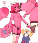  anthro anus balls butt canid canine causticcrayon clothed clothing duo erection genitals girly glans hair hands_behind_head legwear lips male mammal nipples penis perineum pink_balls pink_butt pink_ears pink_glans pink_hair pink_lips pink_nipples pink_penis pink_perineum pink_tail pink_tongue procyonid raccoon tongue 