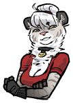 alpha_channel anthro breasts clothed clothing collar digital_media_(artwork) felid female fur hair jam_(artist) looking_at_viewer low_res mammal pantherine simple_background smile snow_leopard solo transparent_background