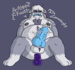 anthro bodily_fluids cum dildo dragon ejaculation genital_fluids genitals hornypurpproto hudson_(huddsies) knot male mythological_creature mythological_scalie mythology nipple_piercing nipples penis piercing riding scalie sex_toy slightly_chubby slime solo spiked_penis spikes spikes_(anatomy)