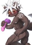 0508madaramoyou abs anthro black_body black_fur blush bodily_fluids butt canid canine canis dildo domestic_dog facial_scar fur hair hi_res lifewonders male mammal nude red_eyes scar sex_toy solo sweat tadatomo tokyo_afterschool_summoners white_hair yellow_sclera