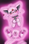  &lt;3 2:3 abstract_background anus beans blush collar darknetic digital_media_(artwork) eeveelution espeon female feral fog fur gem genitals hi_res looking_at_viewer lying nintendo on_back pearl_(gem) pink_body pink_fur pok&eacute;mon pok&eacute;mon_(species) pussy simple_background solo spread_legs spreading video_games white_eyes 