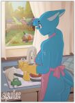 anthro apron apron_only atsuii blue_body breasts cartoon_network clothing digital_media_(artwork) domestic_cat felid feline felis female hi_res mammal mature_anthro mature_female nicole_watterson richard_watterson solo the_amazing_world_of_gumball