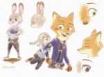  2020 anthro belt blush canid canine clothed clothing dipstick_ears disney duo eyes_closed female fox fully_clothed fur grey_body grey_fur judy_hopps lagomorph leporid male mammal multicolored_ears nick_wilde nklove3104 open_mouth open_smile orange_body orange_fur police_uniform rabbit red_fox simple_background smile uniform white_background zootopia 