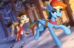  ! 2020 cutie_mark duo equid equine fan_character forest friendship_is_magic hi_res looking_back looking_down mammal my_little_pony open_mouth pegasus rainbow_dash_(mlp) running scarf snow tree tripping wings yakovlev-vad 