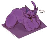 anthro asking big_breasts big_butt breasts butt catnap_(poppy_playtime) collar crescent_moon dialogue domestic_cat felid feline felis female koco_gi mammal moon open_mouth poppy_playtime purple_body solo tail
