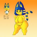 animal_crossing ankha_(animal_crossing) anthro bell_crd big_breasts big_butt breasts butt capcom felid felyne female genitals hi_res lynian mammal monster_hunter nintendo overweight pussy slightly_chubby sole_female solo thick_thighs
