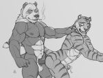 2024 abs absurd_res anal anal_penetration anthro anthro_on_anthro anthro_penetrated anthro_penetrating anthro_penetrating_anthro balls bear beastars biceps bill_(beastars) biped cigarette claws duo facial_scar felid from_behind_position fur genitals giant_panda gouhin_(beastars) greyscale hi_res humanoid_genitalia humanoid_hands humanoid_penis interspecies male male/male male_penetrated male_penetrating male_penetrating_male mammal markings monochrome multicolored_body multicolored_fur muscular muscular_anthro muscular_male muscular_thighs navel nipples older_on_young open_mouth pantherine pecs penetration penile penile_penetration penis rrowdybeast scar sex smoking smoking_cigarette standing striped_body striped_fur striped_markings striped_tail stripes tail tail_markings tiger triceps two_tone_body two_tone_fur