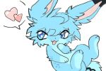 2023 ambiguous_gender blue_body blue_fur dethtwink feral fur heart_symbol lagomorph leporid mammal open_mouth open_smile rabbit simple_background smile solo white_background