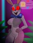 2023 5_fingers absurd_res anthro artist_name beanontoast big_breasts black_eyes bow_tie breasts buckteeth camel_toe curvy_figure detailed_background digital_drawing_(artwork) digital_media_(artwork) eyelashes female fingers five_nights_at_freddy&#039;s five_nights_at_freddy&#039;s:_security_breach grey_body hi_res hourglass_figure inside lagomorph leporid long_ears looking_at_viewer mammal open_mouth open_smile patch_(fabric) rabbit red_sclera scottgames small_waist smile solo steel_wool_studios stitch_(sewing) teeth thick_thighs vanny_(fnaf) voluptuous watermark whiskers wide_hips