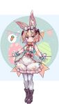  :3 animal_ears back_bow bare_shoulders blue_bow blue_bowtie blue_pantyhose blue_shirt blue_wrist_cuffs blush boots bow bowtie brown_bow brown_eyes brown_footwear carrot center_frills domestic_rabbit_(kemono_friends) frilled_gloves frilled_shirt frills full_body gloves hair_between_eyes hair_bow highres kemono_friends kemono_friends_3 kolshica light_brown_hair multicolored_hair official_alternate_costume pantyhose pink_bow pink_bowtie pink_shirt rabbit_ears rabbit_girl shirt short_hair sidelocks sleeveless spoken_symbol striped_clothes striped_pantyhose striped_shirt two-tone_bowtie two-tone_pantyhose vertical-striped_clothes vertical-striped_pantyhose vertical-striped_shirt white_bow white_gloves white_hair white_pantyhose white_shirt wrist_cuffs 