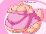 2018 3_toes 4:3 5_fingers anthro barefoot batspid2 belly big_belly big_breasts biped black_eyebrows breasts cel_shading cellulite claws cleavage clothed clothing cocktail_dress dialogue digital_drawing_(artwork) digital_media_(artwork) double_chin dress english_text exclamation_point eyebrows eyelashes feet female fingers flabby_arms frill_(anatomy) front_view full-length_portrait glistening glistening_eyes head_crest head_frill huge_belly huge_breasts huge_thighs hyper hyper_hips hyper_thighs juna_(batspid2) lizard love_handles membrane_(anatomy) membranous_frill morbidly_obese morbidly_obese_anthro morbidly_obese_female navel obese obese_anthro obese_female open_mouth overweight overweight_anthro overweight_female pattern_background pink_body pink_clothing pink_scales pink_tongue portrait purple_eyes question reptile scales scalie shaded signature simple_background solo standing tail text thick_thighs three-quarter_view tight_clothing toe_claws toes tongue white_claws
