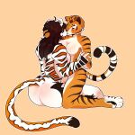 absurd_res anthro ayannzer breasts butt dreamworks duo emily_moegelvang eyes_closed featureless_breasts felid female female/female hand_holding hi_res kung_fu_panda mammal master_tigress muscular muscular_female nude on_lap pantherine sitting_on_lap striped_body stripes tiger