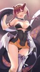  1girl :d ass_visible_through_thighs black_dress black_gloves black_panties blush breasts cleavage commentary_request cosplay covered_navel dress fang feathered_wings gloves hair_between_eyes hairband heterochromia highres hololive hololive_english houshou_marine large_breasts long_hair low_wings mk_(mod0) ninomae_ina&#039;nis ninomae_ina&#039;nis_(1st_costume) ninomae_ina&#039;nis_(cosplay) open_mouth panties red_eyes single_sleeve single_thighhigh smile solo standing strapless strapless_dress tail tentacles thighhighs tube_dress twintails underwear virtual_youtuber white_sleeves wings yellow_eyes 