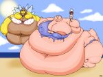 2018 3_toes 4:3 4_fingers 5_fingers antennae_(anatomy) anthro areola areola_slip arthropod bar_emanata barefoot batspid2 beach bee belly big_areola big_belly big_breasts big_nipples bikini biped black_eyebrows blue_bottomwear blue_clothing blue_topwear bottomwear breasts brown_body brown_fur brown_hair brown_skin cel_shading chest_tuft cleavage clothed clothing dessert detailed_background digital_drawing_(artwork) digital_media_(artwork) double_chin duo emanata eyebrows eyelashes eyes_closed feet female fingers flabby_arms flora_(batspid2) flying food frill_(anatomy) front_view full-length_portrait fur hair head_crest head_frill heart_symbol holding_food holding_object huge_areola huge_belly huge_breasts huge_nipples huge_thighs hymenopteran hyper hyper_belly hyper_hips hyper_thighs ice_cream insect insect_wings juna_(batspid2) lizard love_handles membrane_(anatomy) membranous_frill midriff morbidly_obese morbidly_obese_anthro morbidly_obese_female motion_blur motion_lines multicolored_body multicolored_skin navel nipple_outline nipples obese obese_anthro obese_female open_mouth overweight overweight_anthro overweight_female pattern_clothing pink_body pink_scales pink_tongue portrait reptile scales scalie shaded signature size_difference sky smile spots spotted_clothing standing string_bikini swimwear tail tan_areola thick_thighs three-quarter_view toes tongue topwear torn_bottomwear torn_clothing torn_topwear tuft two_tone_body two_tone_skin wardrobe_malfunction weight_gain wings yellow_body yellow_skin