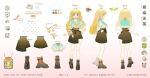  aqua_serafuku bad_source blonde_hair blue_eyes brown_skirt clover four-leaf_clover hair_ornament hand_on_own_hip kisaki_tencha leaf_hair_ornament long_hair nijigen_project open_mouth pleated_skirt reference_sheet shoes skirt smile virtual_youtuber 