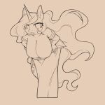 anthro biped breasts cleavage clothed clothing cold-blooded-twilight equid equine female hair hi_res horse looking_at_viewer mammal pony sketch solo tail
